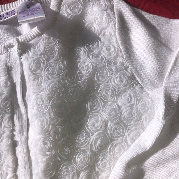 Girls sz 7/8 cropped sweater floral pattern toile - Picture 4 of 4